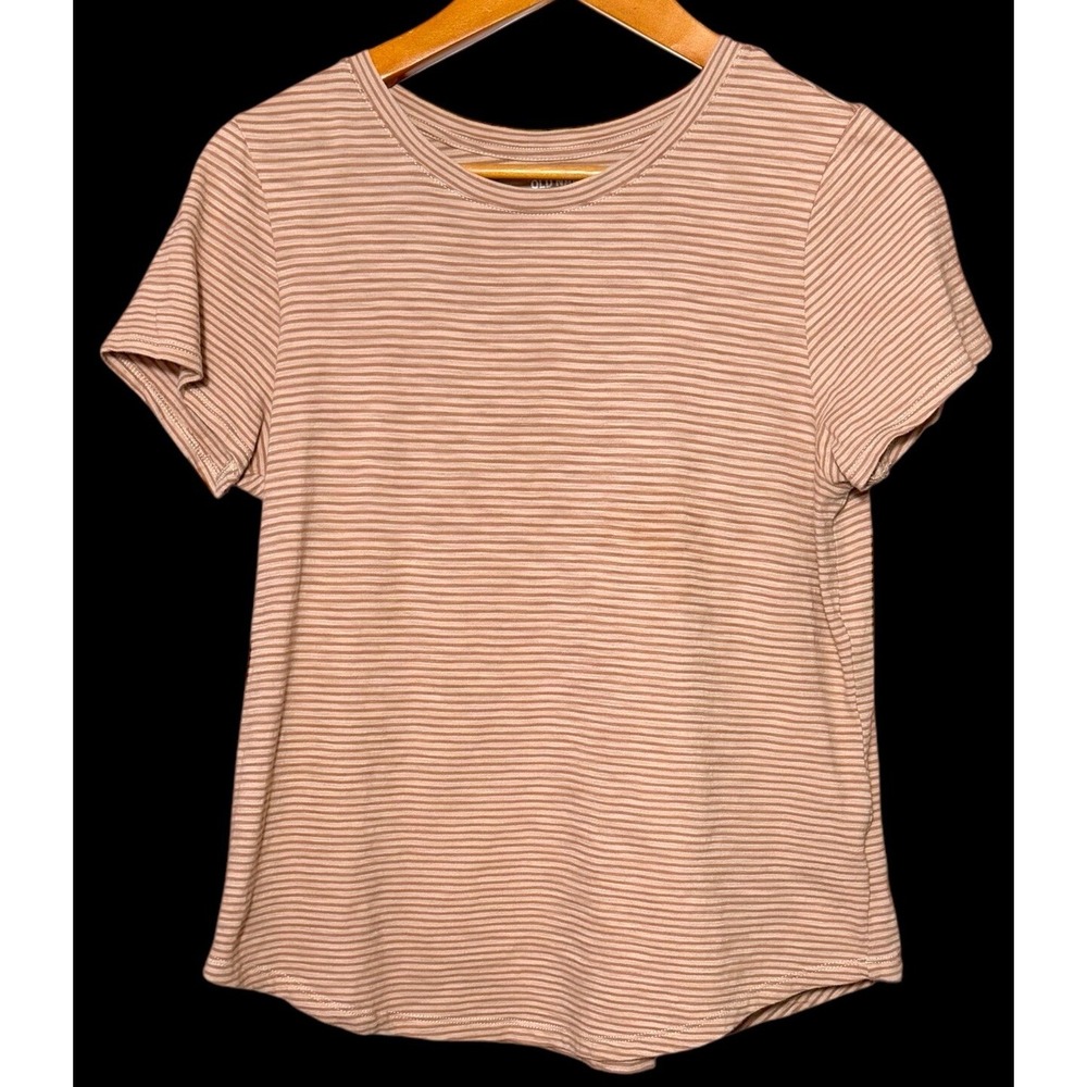 Old Navy Top Womens Brown Stripe Casual T-Shirt Short Sleeve Size Medium